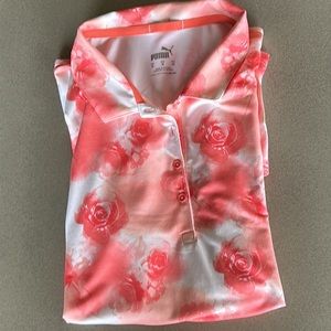 PUMA ORANGE N WHITE CAPPED SLEEVE POLO SHIRT